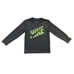 Nike Shirt Boys Large Dri-FIT Long Sleeve Athletic Neon Swoosh Youth 6-7 Years